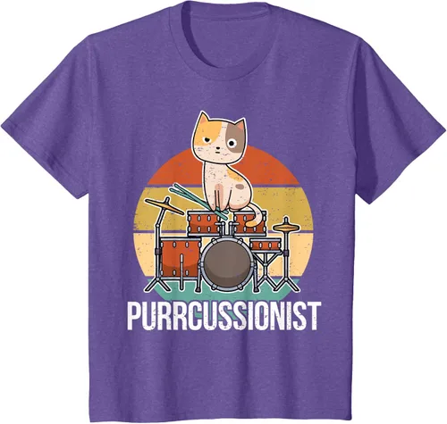 Vista 64 de Funny Percussion Drummer Drumming Drums Saying I Kitten Cat Camiseta, Negro, S
