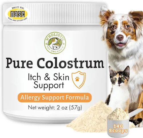 Vista 10 de Wholistic Pet Organics Calostro para perros y gatos, calostro bovino en polvo, alivio de alergias para gatos y perros, apoyo inmunológico y alivio