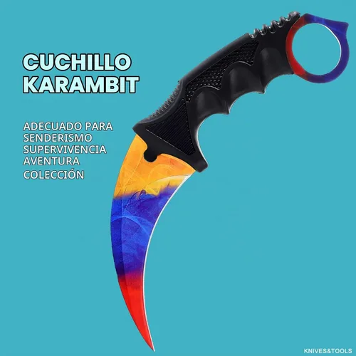 Vista 7 de Cuchillo Karambit de hoja fija de 3 piezas, herramienta de campamento, cuchillo de caza al aire libre con funda y cable, adecuado para senderismo