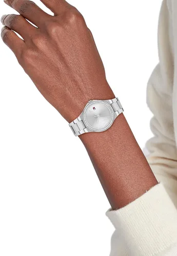 Vista 4 de Tommy Hilfiger Reloj de vestir para mujer Reloj de pulsera 3H brillante para ella Adornos de cristal femeninos Resistente al agua hasta 3 ATM98.4