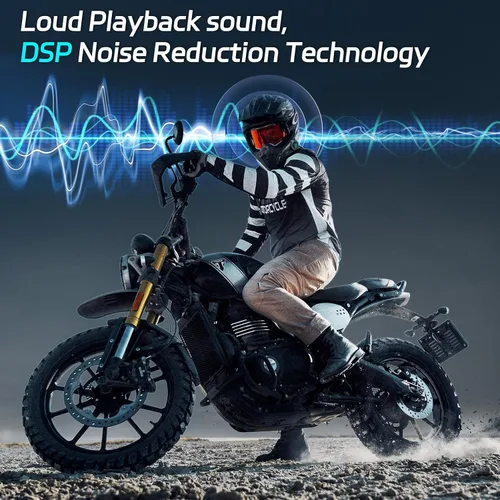 Vista 7 de Casco de motocicleta Bluetooth con altavoz para casco de exterior, con cancelación de ruido, auriculares inalámbricos Bluetooth ultrafinos
