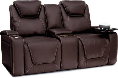 Vista 11 de Seatcraft Concerto Home Theater - Sofá marrón con mesa plegable