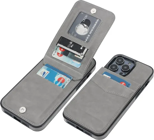 Vista 19 de KIHUWEY Compatible con iPhone 14 Pro Max Funda Cartera Plegable con Soporte para Tarjeta de Crédito, Cierre Magnético de Cuero Premium, Función