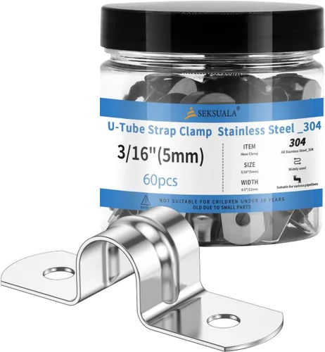 Vista 10 de 24 Piezas Abrazaderas de Conducto de Acero Inoxidable 304 de 1 1/4 Pulgadas (32mm), Abrazadera de Correa de Tubo en U de 2 Agujeros Soporte en U