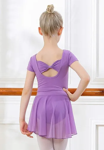 Vista 4 de DIPUG Leotardos de ballet para niñas con falda extraíble, vestido de baile con espalda hueca para niñas