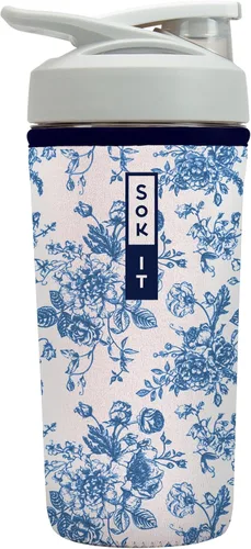 Vista 48 de Sok It BotlSok Botella Mezcladora de Proteínas con Funda Aislante de Neopreno (Floral Abstracto, Se Ajusta a Mezcladoras de 24oz)
