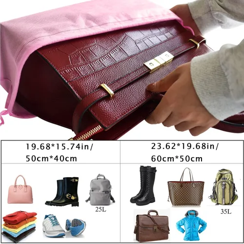 Vista 6 de 8 bolsas contra el polvo para bolsos, bolsas de viaje para zapatos, bolsas organizadoras, bolsas de almacenamiento con cuerda transparente, a prueba