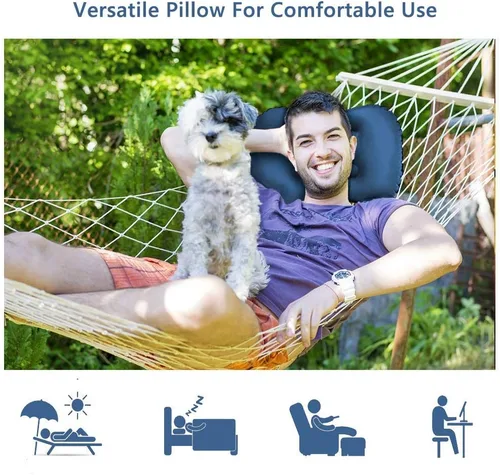 Vista 7 de Almohadas inflables ultraligeras para campamento: compresibles, compactas, inflables, cómodas, ergonómicas para soporte de cuello y lumbar mientras