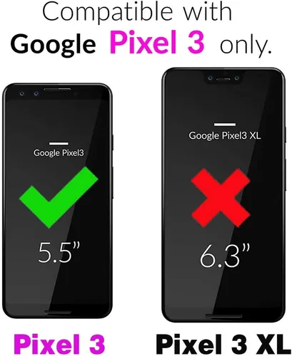 Vista 2 de Funda de teléfono para Google Pixel 3 con protector de pantalla de vidrio templado, accesorios para celda, delgada, cuerpo completo, goma