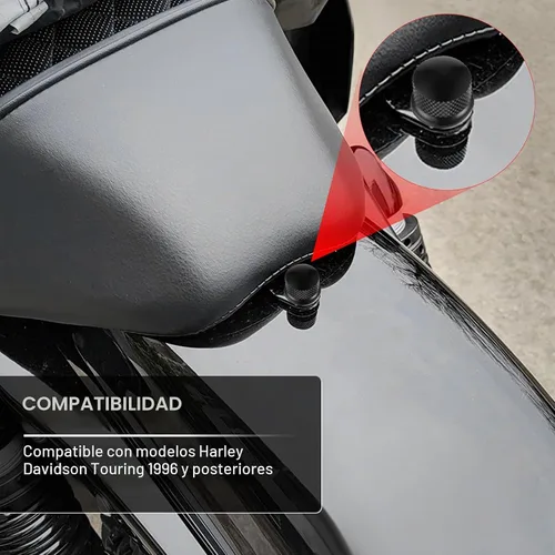Vista 5 de JUSTTOP Tornillo de perno de asiento de aluminio negro, compatible con Harley Davidson 1996-2025, accesorios Harley Davidson, kits de carrocería