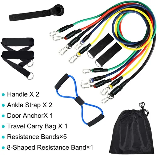Vista 7 de OTAN Juego de 12 bandas de resistencia empaquetadas con anclaje de puerta, asas, bolsa de transporte impermeable, correas de tobillo