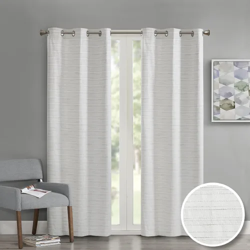 Vista 14 de Comfort Spaces - Juego de 2 paneles de cortina de tela de ramio para ventana Gris