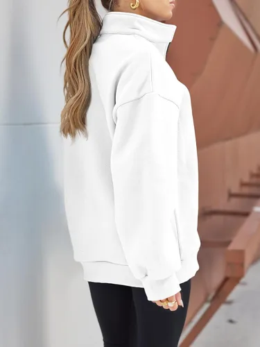 Vista 3 de Trendy Queen Womens Oversized Sweatshirts Hoodies Half Zip Pullover Fall Fashion Outfits 2023 Y2k Clothes