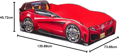 Vista 9 de Cilek Spyder Race Car - Marco de cama para niños pequeños, color rojo