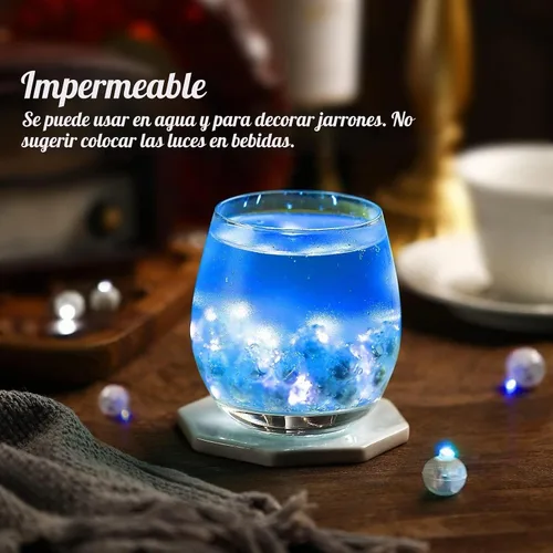 Vista 3 de Aogist 50 Piezas Luces para Globos Azules con Aro para Colgar, Mini Lámpara de Bola Redonda Pequeña Luz LED para Linternas de Papel y Vidrio