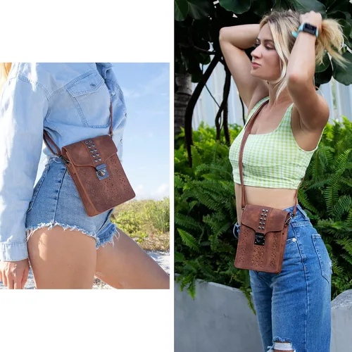 Vista 7 de MINICAT INICAT Women RFID Blocking Small Crossbody Bags Cell Phone Purse Built in Wallet