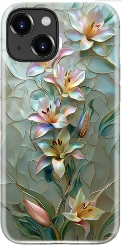 Vista 41 de LUMARKE Funda para iPhone 14/iPhone 13, lindo Y2K floral, carga inalámbrica Mosaico Tortuga Shell