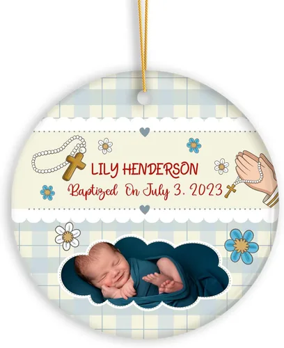Vista 8 de Adornos de Navidad personalizados con foto, adorno de recuerdo personalizado con nombre de bebé, nuevo regalo de bebé, recuerdo de bebé