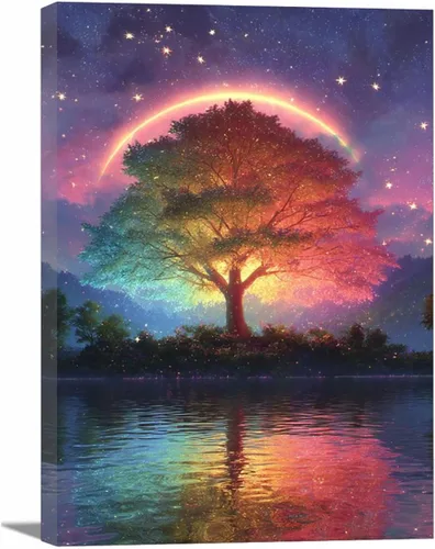 Vista 17 de VOCBAN Abstract Tree Landscape Painting On Canvas Poster Wall Artworks Pictures Living Room and Bedroom Picture Prints for Walls(blue blue 109