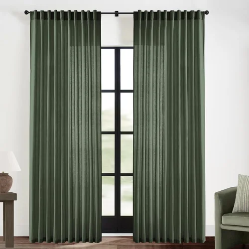 Vista 17 de XTMYI - Cortinas transparentes de 54 pulgadas de largo, juego de 2 paneles para baño, cortinas cortas de lino y algodón con semi privacidad