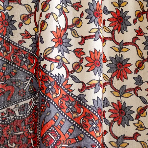 Vista 6 de Popular Handicrafts Paneles de cortina indios hippie bohemio hermoso elefante mandala blanco roto rojo