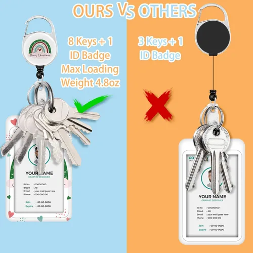 Vista 7 de Cordones de Navidad para insignias de identificación, carrete de insignia arcoíris resistente con clip de mosquetón, soporte de insignia