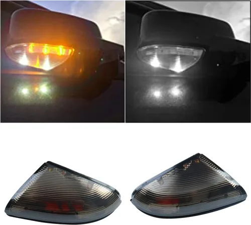 Vista 5 de Conjunto de Lámpara LED de Señal de Giro para Espejo Lateral Intermitente Ahumada Lámpara de Charco Compatible con Dodge Ram 1500 2500 2010-2018