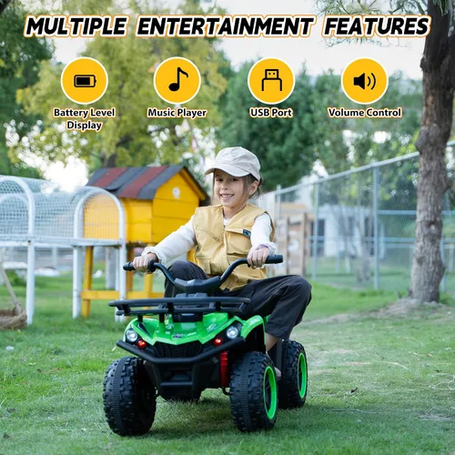 Vista 7 de TOBBI Coche eléctrico para niños de 24 V, 4 ruedas con cesta