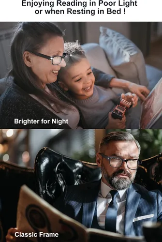 Vista 4 de OKH Gafas de lectura recargables iluminadas, gafas LED de visión clara, manos libres, con lectores de luz azul