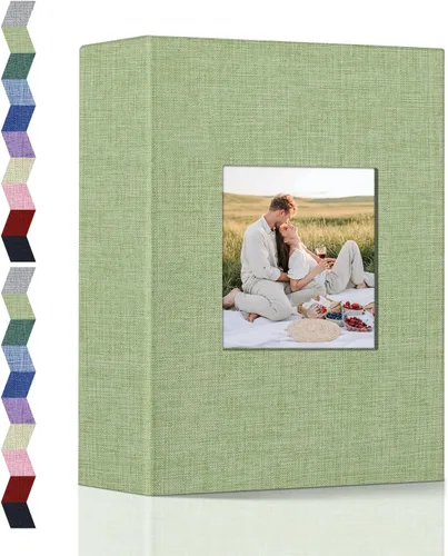 Vista 35 de popotop - Álbum de fotos 4x6 con 100 fotos, libros de fotos con 100 bolsillos verticales, cubierta de lino, álbumes para fotos familiares, de boda