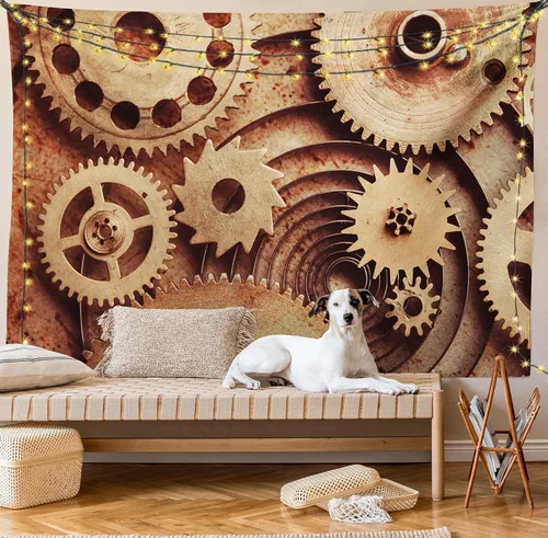 Vista 68 de Ambesonne Tapiz Trippy, vista panorámica de la cascada con bosques de ensueño y mandala oriental psicodélico, decoración de tela para colgar