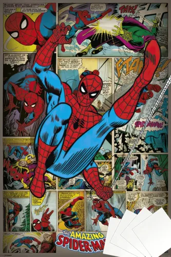 Vista 9 de The Amazing Spider-Man - Póster impreso de Marvel Comics (estilo retro, montaje cómico) (tamaño: 24 x 36 pulgadas) (póster laminado)