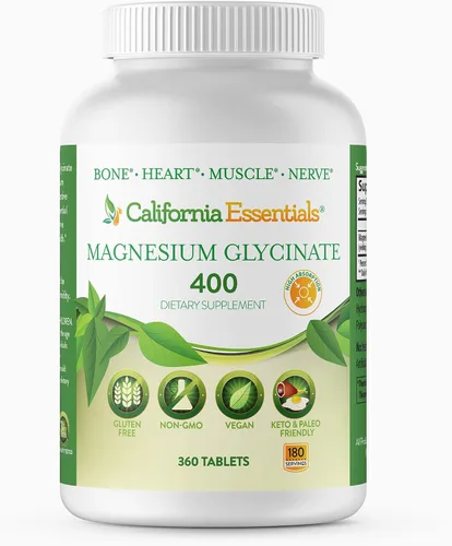 Vista 7 de Glicinato de magnesio 400 – Quelado, Magnesio de alta absorción para – Vegano, sin OMG, sin gluten 120 tabletas (60 porciones, tamaño de porción (2)