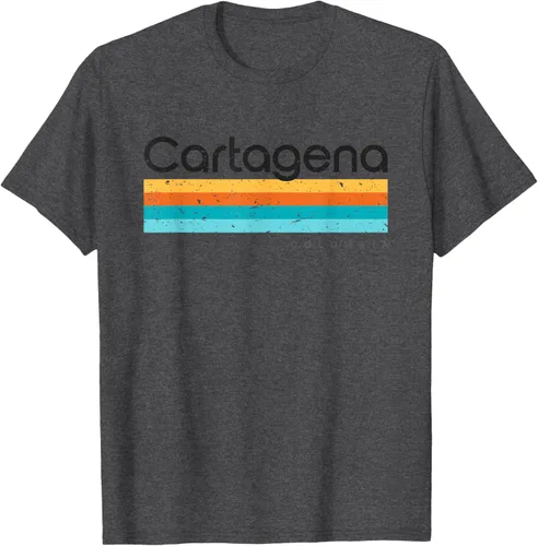 Vista 38 de Camiseta vintage de Cartagena Colombia con diseño retro, Blanco, S