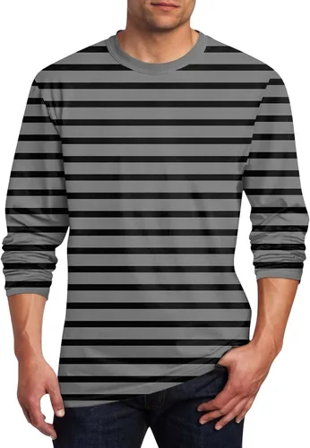 Vista 8 de Camisas casuales para hombre, de manga larga, cuello redondo, elásticas, suaves, casuales, S-4XL