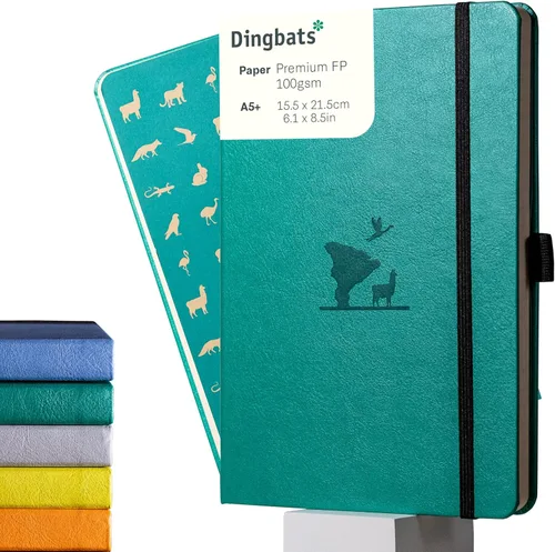 Vista 26 de Dingbats* Cuaderno de Escritura con Líneas de Vida Silvestre A5 - Tapa Dura de Cuero Vegano - Ideal para Trabajo, Viajes - Bolsillo, Cierre Elástico