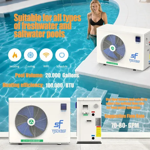 Vista 4 de Calentador eléctrico de piscina de 100000 BTU, adecuado para calentadores de piscina sobre el suelo, bomba de calor de piscina de 20,000 galones