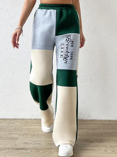 Vista 6 de Verdusa Pantalones deportivos holgados con cordón en la cintura para mujer, pantalones casuales con bolsillo