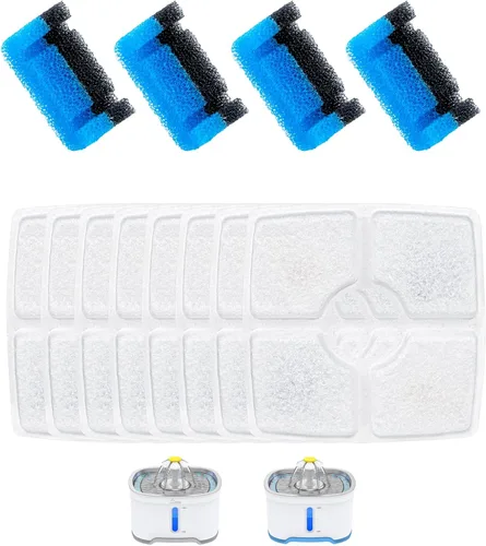Vista 8 de Wonder Creature Filtro de fuente Cat para fuente de agua cúbica para gatos, 4 filtros de carbono y 2 esponjas de prefiltro, filtro elíptico
