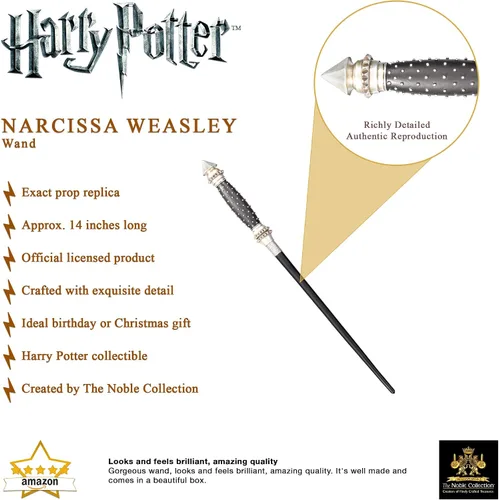 Vista 4 de The Noble Collection Harry Potter Narcissa Malfoy Varita Réplica 15.0 in