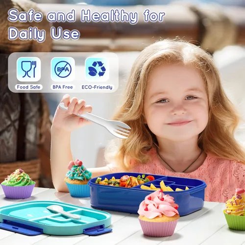 Vista 4 de Cajas Bento para adultos y niños de 44 onzas y 12 tablas de dedos mini monopatín
