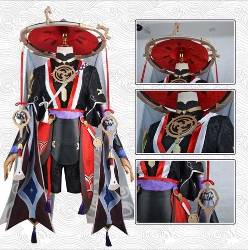 Vista 3 de Cosplay Life Genshin Impact - Disfraz completo de anime RPG con peluca para cosplay, disfraz de Halloween para adulto unisex