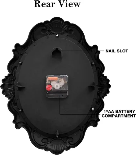 Vista 7 de AYRELY Reloj de pared rústico ovalado de 14 pulgadas, funciona con pilas, reloj silencioso de estilo rústico que no hace tictac, decorativo