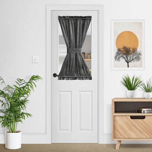 Vista 12 de NICETOWN Cortina negra de terciopelo para puerta de cocina/baño/patio/puerta corrediza de vidrio, aislante, con bolsillo para barra, insonorizante