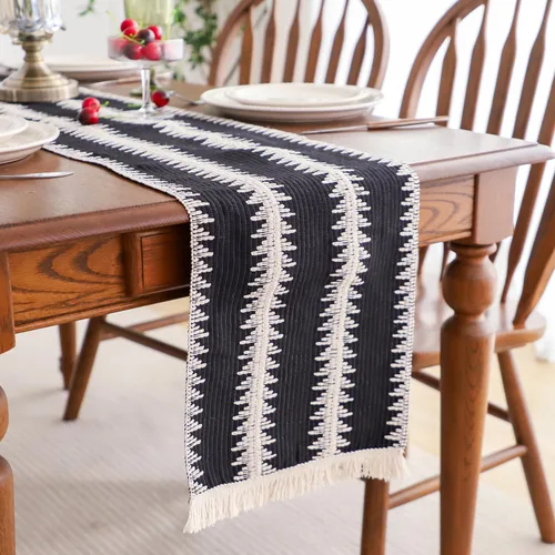 Vista 19 de Simple&Opulence - Camino de mesa de macramé estilo bohemio - 12 x 60 pulgadas, camino de mesa de algodón estilo granja con bordes trenzados