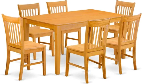 Vista 16 de East West Furniture CANO6-LWH-W - Juego de mesa de comedor moderno de 6 piezas que contiene una mesa rectangular de madera y 4 sillas de comedor