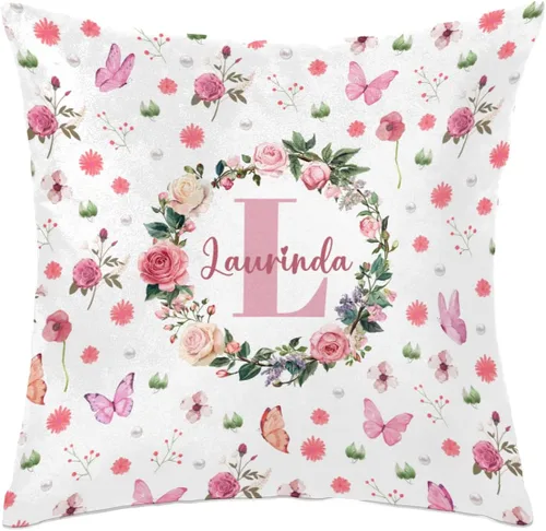Vista 9 de Funda de almohada con nombre, funda de almohada personalizada con flores, funda de almohada cuadrada, regalos de cumpleaños para mamá, sofá, cama