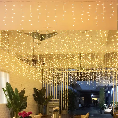 Vista 10 de GTSYDING - Luces LED de carámbano, 13 pies, 96 luces LED, 8 modos, cortina de ventana extensible, hada, Navidad, techo, colgante, luz parpadeante
