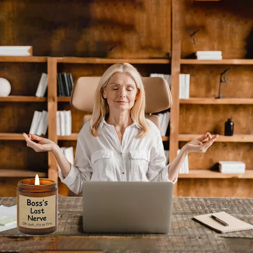 Vista 6 de Lihome Regalos de Jefe para Mujeres y Hombres - Divertidos Regalos para el Día del Jefe, Colaborador, Empleado, Vela Perfumada con Aroma a Vainilla
