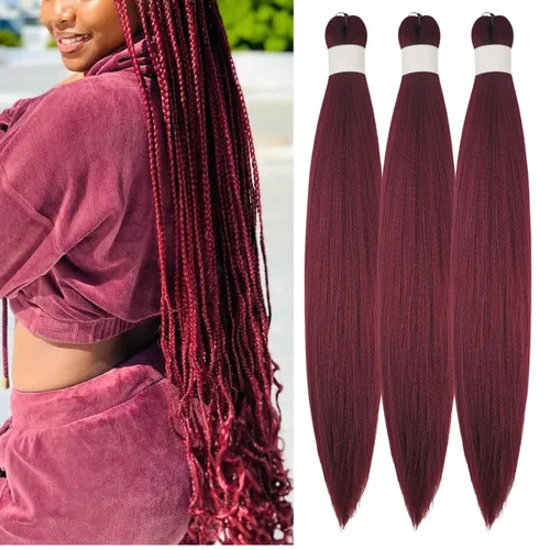 Vista 47 de Pelo corto negro trenzado preestirado de 14 pulgadas para trenzas sin nudos, pelo sintético 1B trenzado para trenzas Bob Box